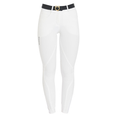 Calça feminina com grip no joelho em tecido técnico Clio Equestro Branco Calça feminina com grip no joelho em tecido técnico Clio Equestro Branco