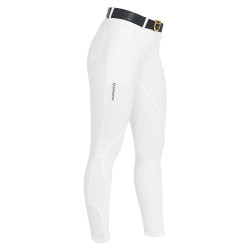 Calça feminina com grip no joelho em tecido técnico Clio Equestro Branco Calça feminina com grip no joelho em tecido técnico Clio Equestro Branco