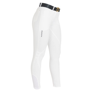 Calça feminina com grip no joelho em tecido técnico Clio Equestro Branco Calça feminina com grip no joelho em tecido técnico Clio Equestro Branco