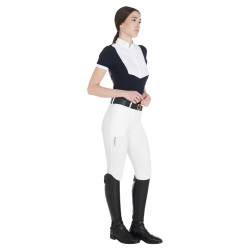 Calça feminina com grip no joelho em tecido técnico Clio Equestro Branco Calça feminina com grip no joelho em tecido técnico Clio Equestro Branco