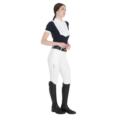 Calça feminina com grip no joelho em tecido técnico Clio Equestro Branco Calça feminina com grip no joelho em tecido técnico Clio Equestro Branco