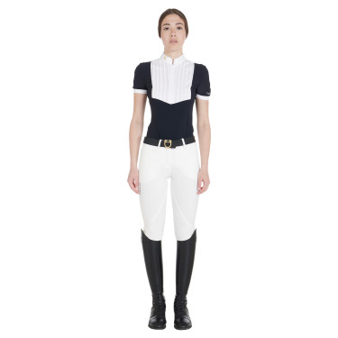 Calça feminina com grip no joelho em tecido técnico Clio Equestro Branco Calça feminina com grip no joelho em tecido técnico Clio Equestro Branco