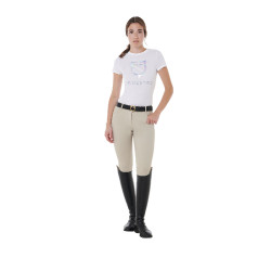 Calça feminina com grip integral Aria em tecido técnico Equestro Oxford bronzeado Rosa