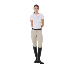 Calça feminina com grip integral Aria em tecido técnico Equestro Oxford bronzeado Rosa