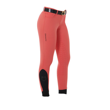 Calça feminina com grip integral Aria em tecido técnico Equestro Vermelho papoula