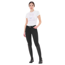 Calça feminina com grip integral Aria em tecido técnico Equestro Preto
