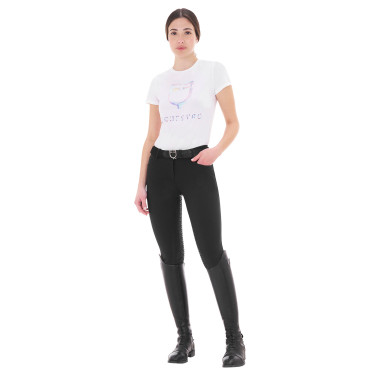 Calça feminina com grip integral Aria em tecido técnico Equestro Preto