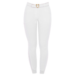 Calça feminina com grip integral Aria em tecido técnico Equestro Branco