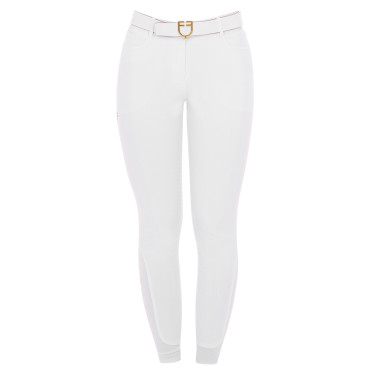 Calça feminina com grip integral Aria em tecido técnico Equestro Branco