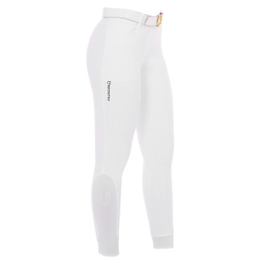 Calça feminina com grip integral Aria em tecido técnico Equestro Branco