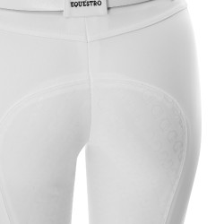Calça feminina com grip integral Aria em tecido técnico Equestro Branco