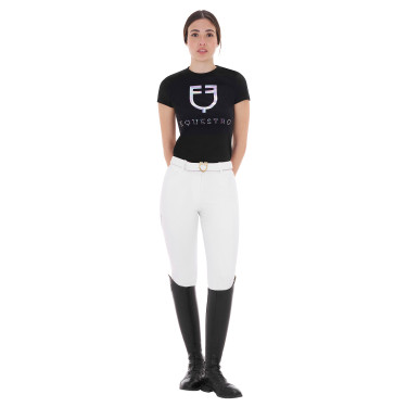 Calça feminina com grip integral Aria em tecido técnico Equestro Branco