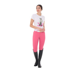 Calça feminina com grip integral Aria em tecido técnico Equestro Madressilva Rosa