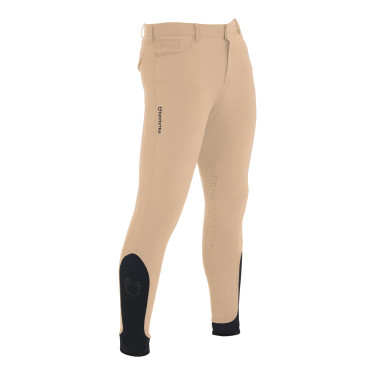 Calça ajustada com grip masculina com logotipo Caspar Equestro Incenso Bege