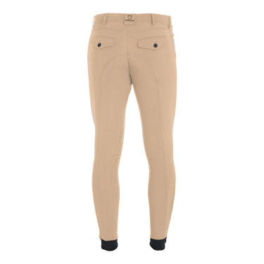 Calça ajustada com grip masculina com logotipo Caspar Equestro Incenso Bege