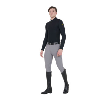 Calça ajustada com grip masculina com logotipo Caspar Equestro Cinza Gelo Cinzento