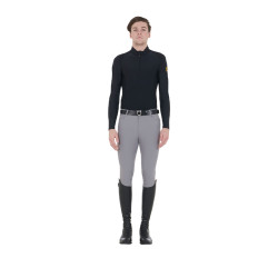 Calça ajustada com grip masculina com logotipo Caspar Equestro Cinza Gelo Cinzento