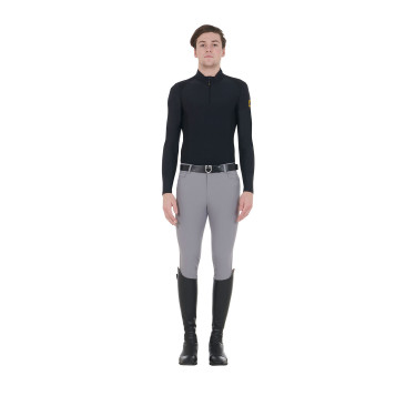 Calça ajustada com grip masculina com logotipo Caspar Equestro Cinza Gelo Cinzento