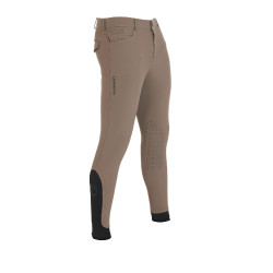 Calça ajustada com grip masculina com logotipo Caspar Equestro Noz Castanho