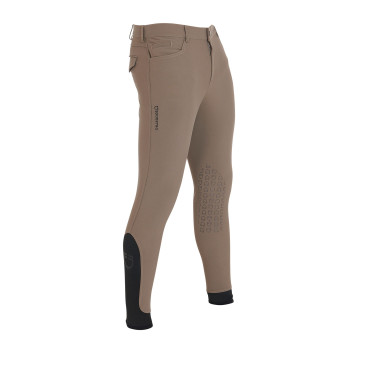 Calça ajustada com grip masculina com logotipo Caspar Equestro Noz Castanho