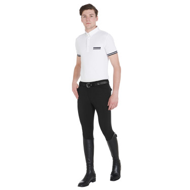 Calça ajustada com grip masculina com logotipo Caspar Equestro Preto