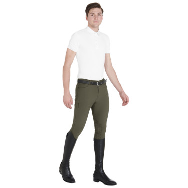 Calça ajustada com grip masculina com logotipo Caspar Equestro Verde militar Azul