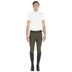 Calça ajustada com grip masculina com logotipo Caspar Equestro Verde militar Azul