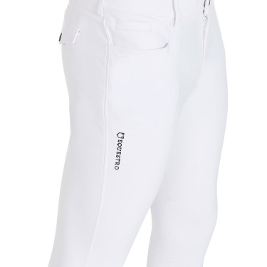 Calça ajustada com grip masculina com logotipo Caspar Equestro Branco