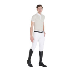 Calça ajustada com grip masculina com logotipo Caspar Equestro Branco