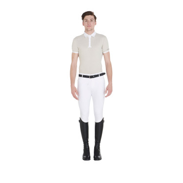 Calça ajustada com grip masculina com logotipo Caspar Equestro Branco
