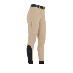 Calça justa com grip feminina com logotipo Zenda Equestro Incenso Bege