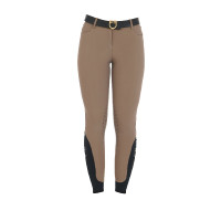 Calça justa com grip feminina com logotipo Zenda Equestro Noz Castanho
