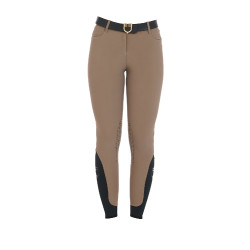Calça justa com grip feminina com logotipo Zenda Equestro Noz Castanho