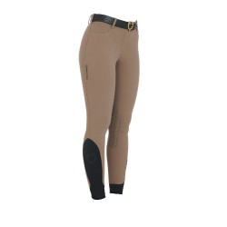 Calça justa com grip feminina com logotipo Zenda Equestro Noz Castanho