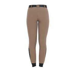 Calça justa com grip feminina com logotipo Zenda Equestro Noz Castanho