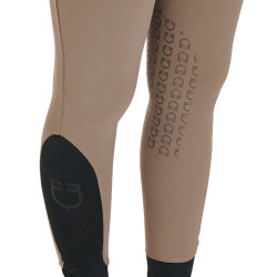 Calça justa com grip feminina com logotipo Zenda Equestro Noz Castanho