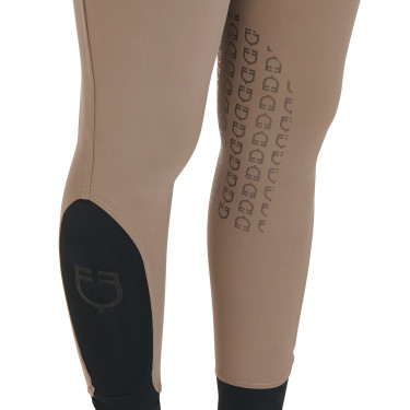 Calça justa com grip feminina com logotipo Zenda Equestro Noz Castanho