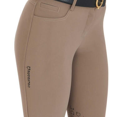Calça justa com grip feminina com logotipo Zenda Equestro Noz Castanho