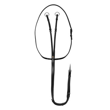 Martingal de couro com costuras prateadas Equestro Preto