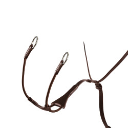 Martingal com colar de couro Melanie com forquilha elástica Equestro Castanho escuro
