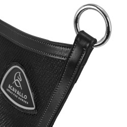 Martingal com peitoral em couro com inserto em malha Acavallo Preto