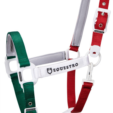 Cabresto de nylon Flaggy Equestro Verde / branco / vermelho Multicolor