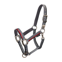 Cabresto de nylon com corda Red Trim Equestro Cinza / vermelho / preto Cinzento