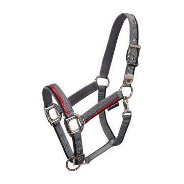 Cabresto de nylon com corda Red Trim Equestro Cinza / vermelho / preto Cinzento
