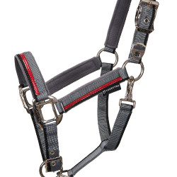 Cabresto de nylon com corda Red Trim Equestro Cinza / vermelho / preto Cinzento