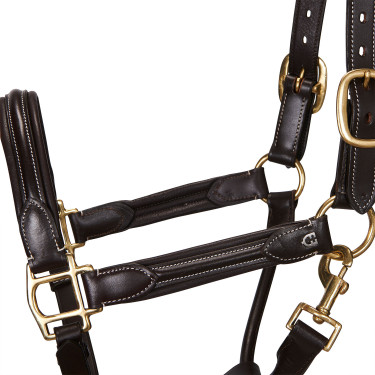 Cabezada de couro superior Equestro Castanho escuro Cabezada de couro superior Equestro Castanho escuro