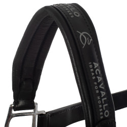 Caveção de couro com proteção ergonômica em vitelo Acavallo Preto Caveção de couro com proteção ergonômica em vitelo Acavallo Preto
