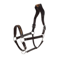 Caveção de couro com proteção ergonômica em vitelo Acavallo Castanho escuro Caveção de couro com proteção ergonômica em vitelo Acavallo Castanho escuro