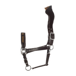 Caveção de couro com proteção ergonômica em vitelo Acavallo Castanho escuro Caveção de couro com proteção ergonômica em vitelo Acavallo Castanho escuro