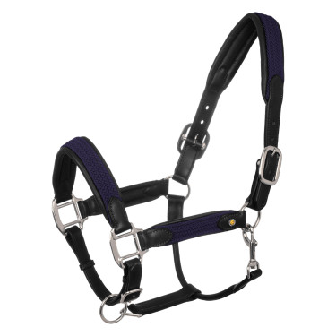 Caveção de couro com inserções de nylon trançado Equestro Preto / azul-marinho
